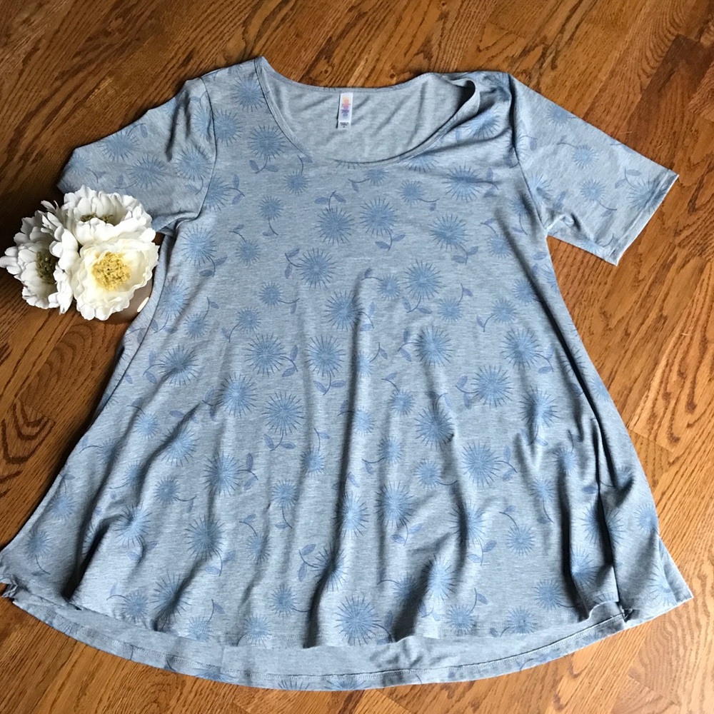 Lularoe Perfect T, Gray floral, M